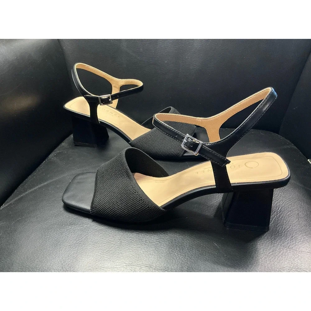 Journee Collection Evylinn Sandals Womens 9 Black Block‎ Heel Square Toe
